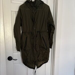 Tumi Olive Green Hooded raining jacket Women's Jacket size large